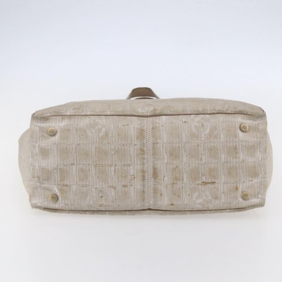 CHANEL New Travel Line Tote Bag Nylon Beige Gold CC Auth ti3466 - Picture 6 of 16